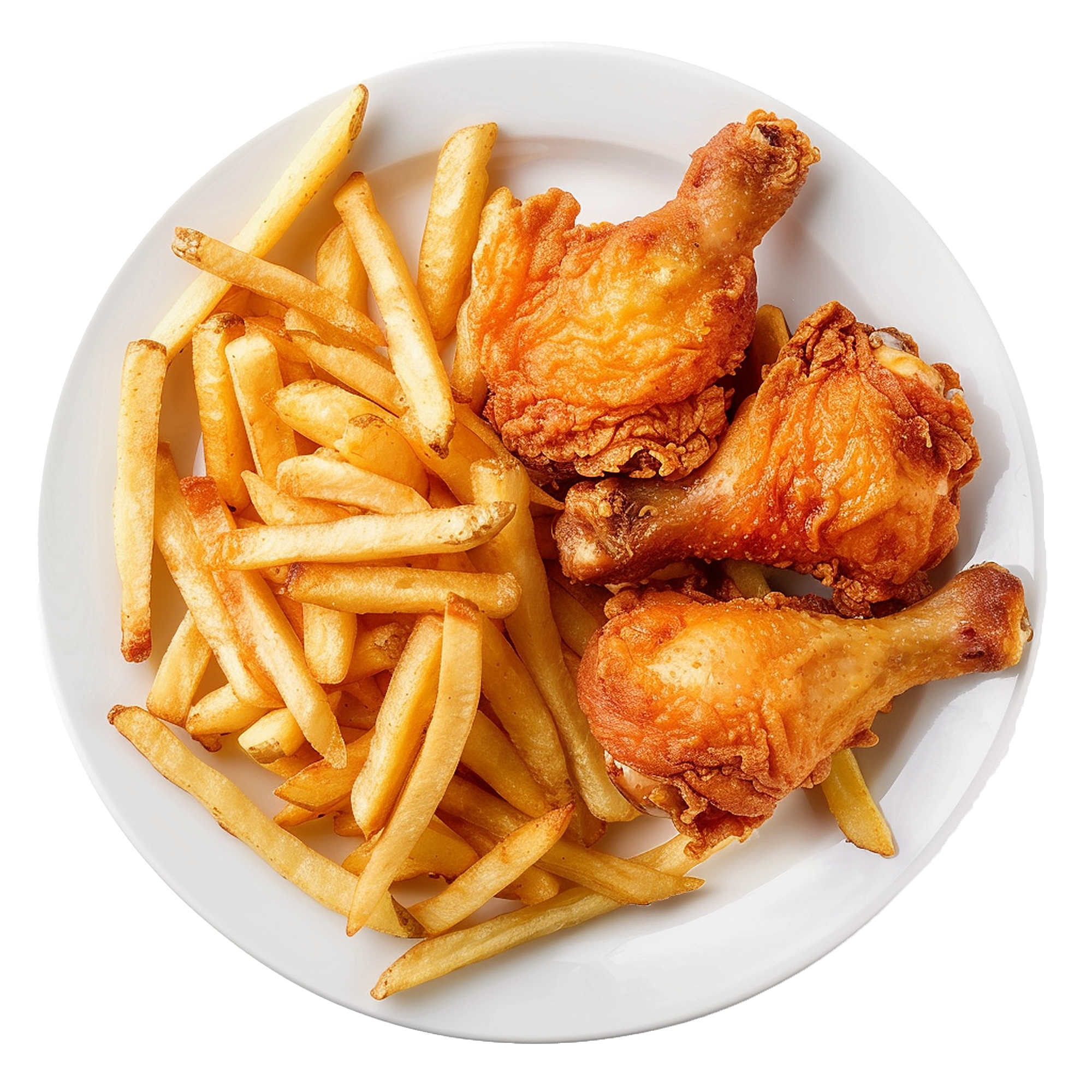 vecteezy_crispy fried chicken drumsticks and french fries on a plate_55182024